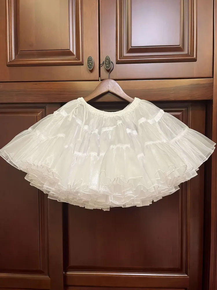 春の収穫 長さ 花柄 35cm/45cm ホワイトホワイト ペチコート