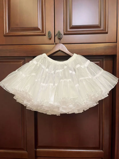 春の収穫 長さ 花柄 35cm/45cm ホワイトホワイト ペチコート