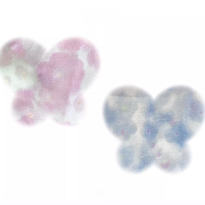 Blaues Top mit V-Ausschnitt und floralem Spitzenbesatz