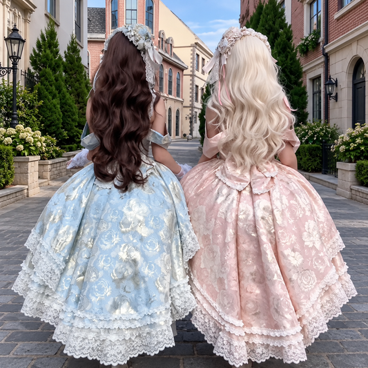 Rose Prelude coordinating blue and pink Lolita accessories