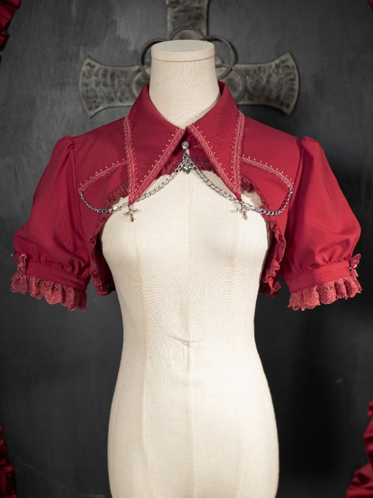 Red Gothic Chain Details Bolero