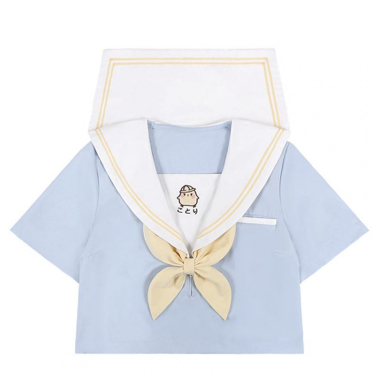 Blue Little Chicken Sailor Collar Top