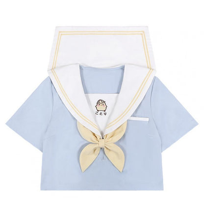 Blue Little Chicken Sailor Collar Top