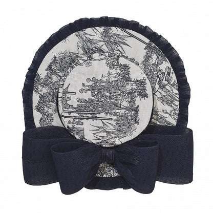 Chapeau miniature foncé à nœud papillon imprimé bleu/noir/rouge