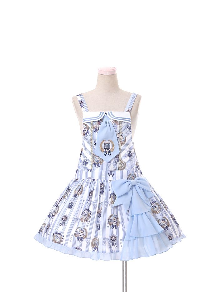 Dog's Detail Bowknot Pattern Dress Overall Badge Glory Dog
