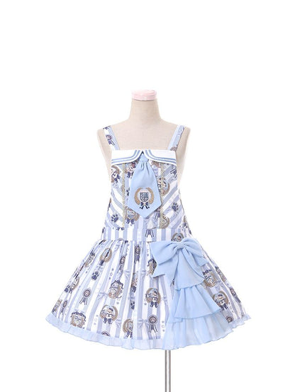 Dog's Detail Bowknot Pattern Dress Overall Badge Glory Dog