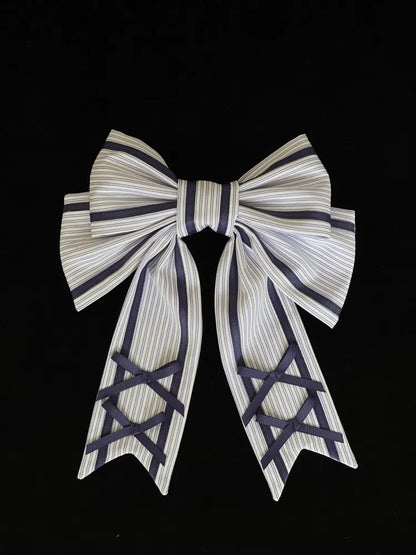 Big / Hairclip White Bowknot Dark Blue