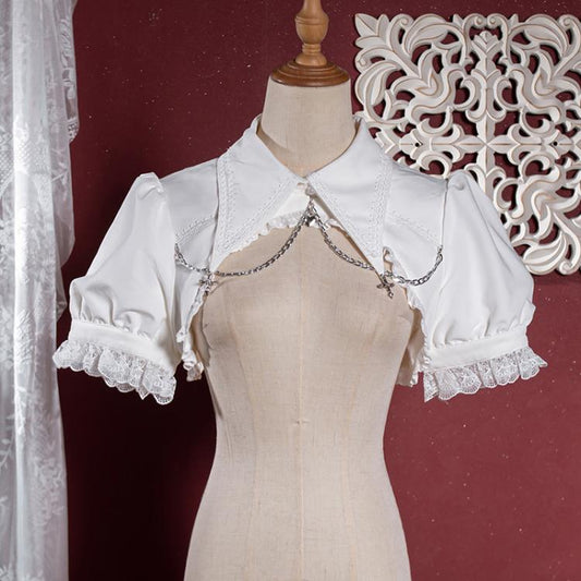 White Gothic Chain Details Bolero