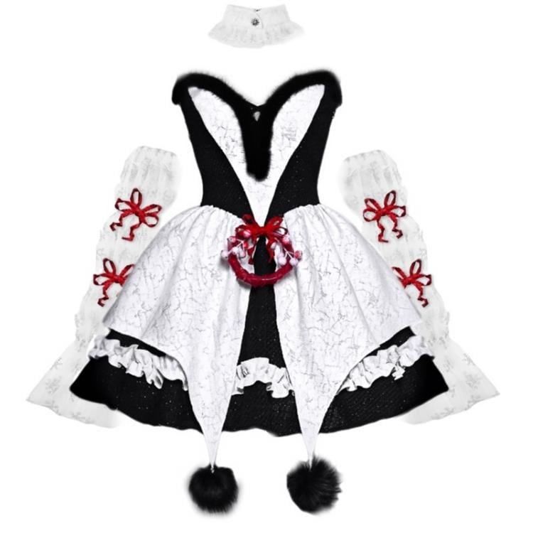 Gothic Christmas Plüsch Sweetheart Bouffant Kleid Set