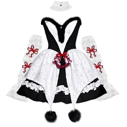 Gothic Christmas Plüsch Sweetheart Bouffant Kleid Set