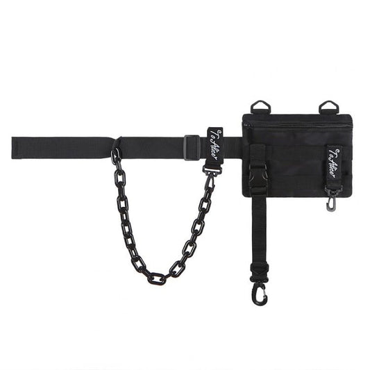 チェーンデザイン ブラック ウエストバッグ