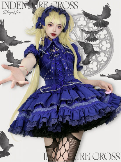 Blue Gothic Chain Details Bolero