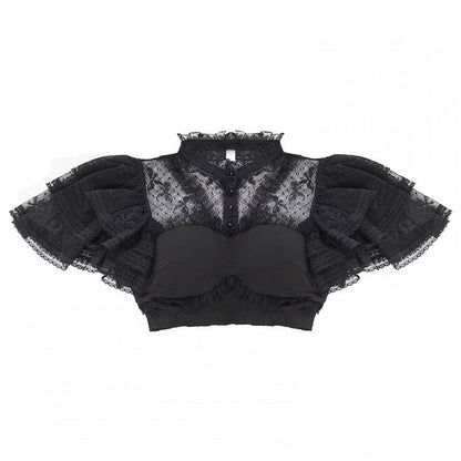 Sheer Black Lace Butterfly Blouse - With PUJI