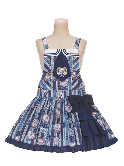 Dog's Detail Bowknot Pattern Dress Overall Badge Glory Dog