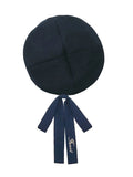 Decorated Bowknot Blue Dark Beret