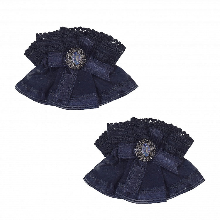 Bows Rhinestones and Cuffs Dark Decorated Blue/Black/Red Lolita Wrist