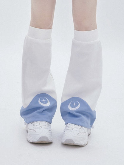 ウォーマーズライト刺繍ムーンホワイト天使星カイワイレッグブルー