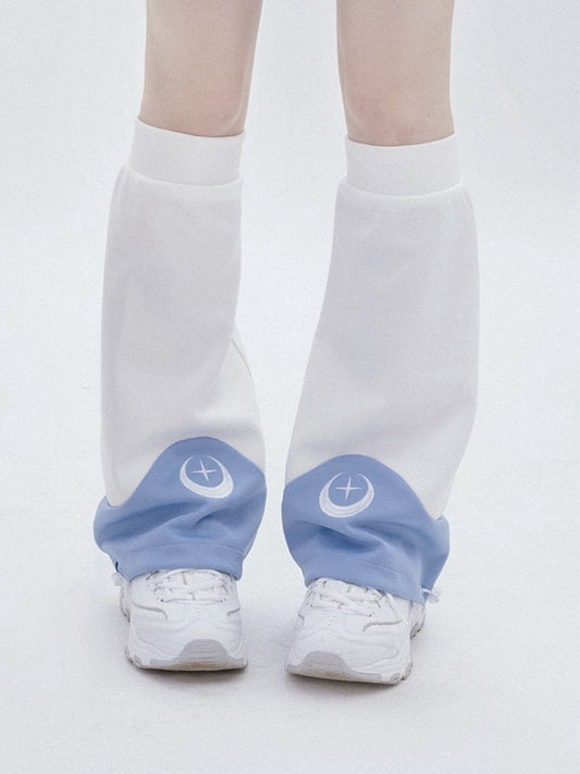 ウォーマーズライト刺繍ムーンホワイト天使星カイワイレッグブルー