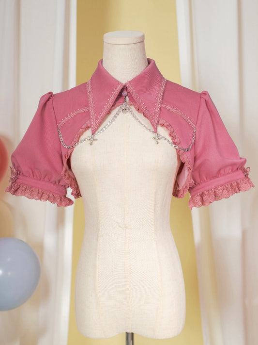 Pink Gothic Chain Details Bolero