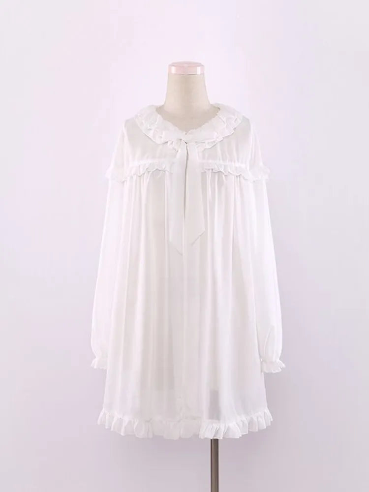 カバーアップ ホワイト レース 日焼け防止 トリム シフォン