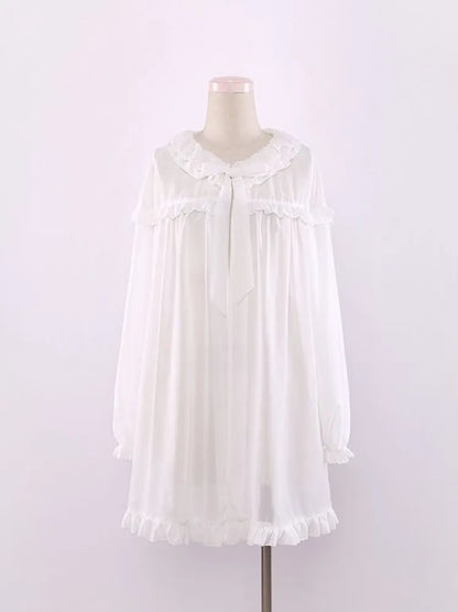 カバーアップ ホワイト レース 日焼け防止 トリム シフォン