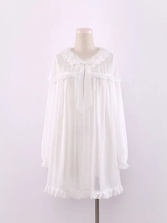 カバーアップ ホワイト レース 日焼け防止 トリム シフォン