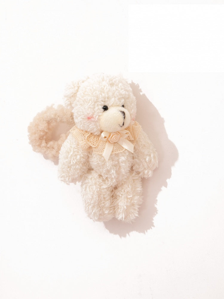 Hair Brown/Beige Ties (Pair) Teddy Bear Cute Fluffy in