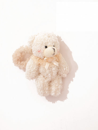 Élastiques cheveux Marron/Beige (Paire) Ours en peluche Mignon Moelleux dans