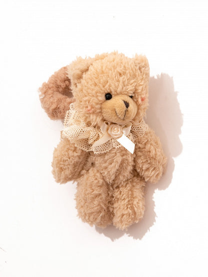 Hair Brown/Beige Ties (Pair) Teddy Bear Cute Fluffy in
