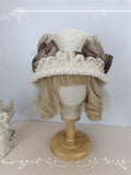 Plush / Trim Creamy Bucket Beige Bowknots Yellow Hat Lace Light