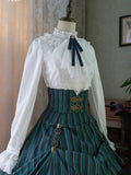 Bluse Gothic Kragen / Weiß Dunkel – Blau) Verfügbar Rot Hoch Farben Lolita Stoff 4 Gewaschen in Wildleder (Schwarz