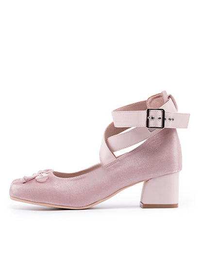 Wickelballettschuhe mit Knöchelriemen aus Satin, elegant, Rosa