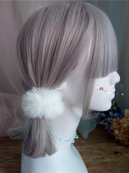 White Faux Fur Scrunchie - Cocoa Jam