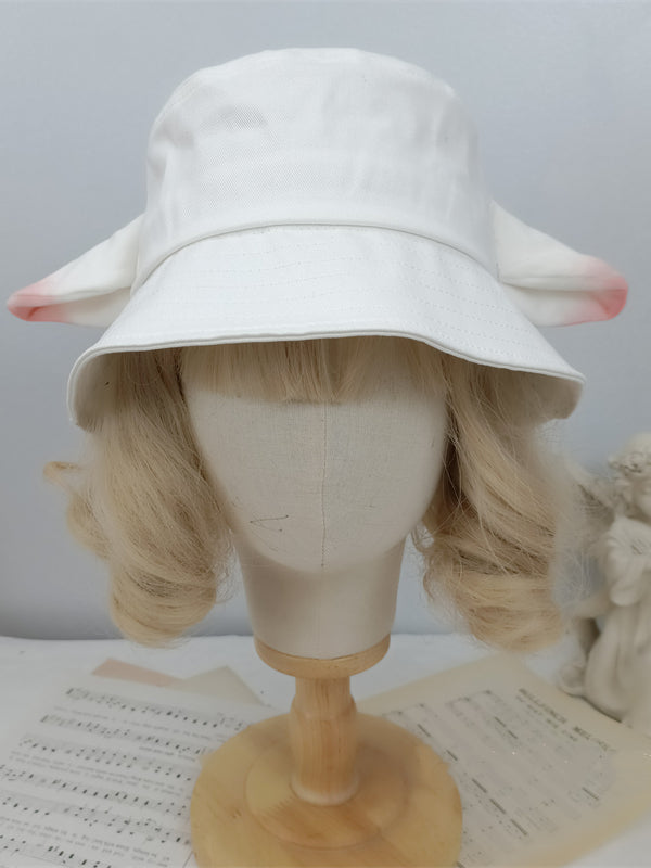 White / Milk Hat Black Ear Tea Design Lamb Bucket