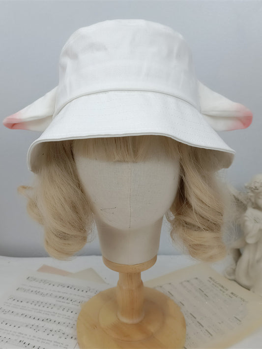 White / Milk Hat Black Ear Tea Design Lamb Bucket