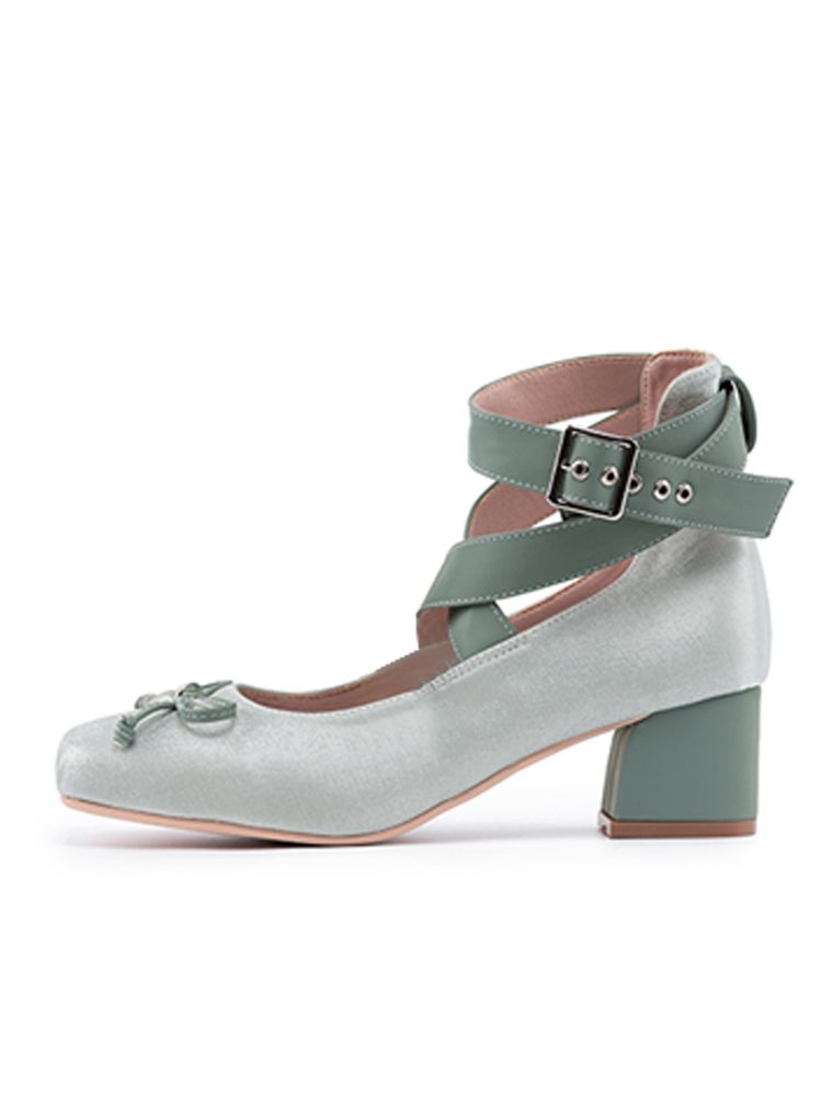 Ankle Elegant Straps Ballet Shoes Green Satin Wraparound