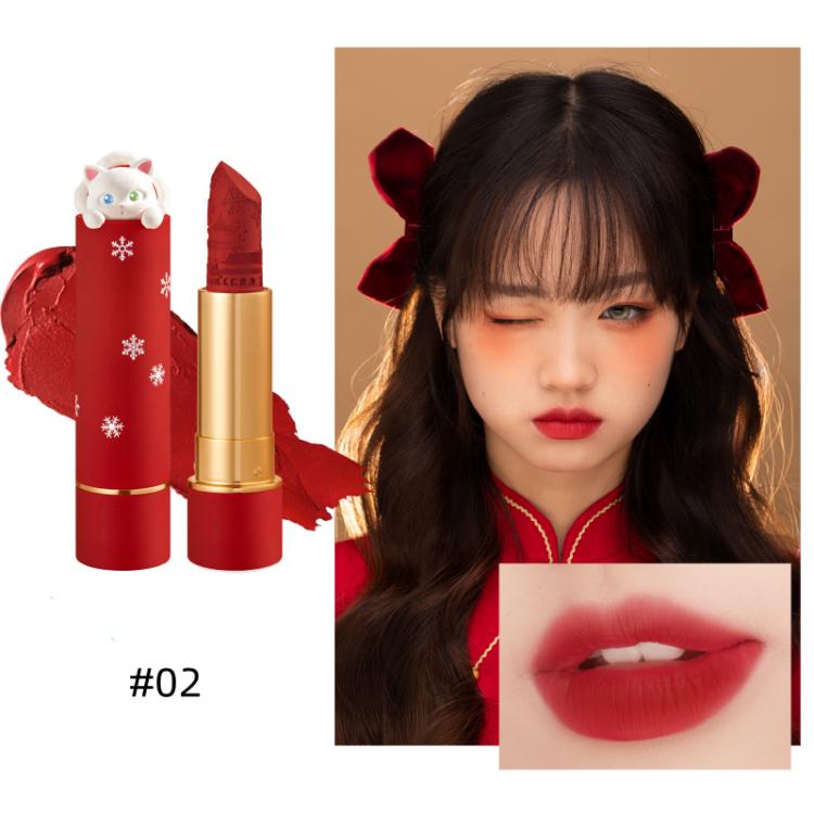 キュートな猫のマット仕上げリップスティック 紫禁城エンボス加工