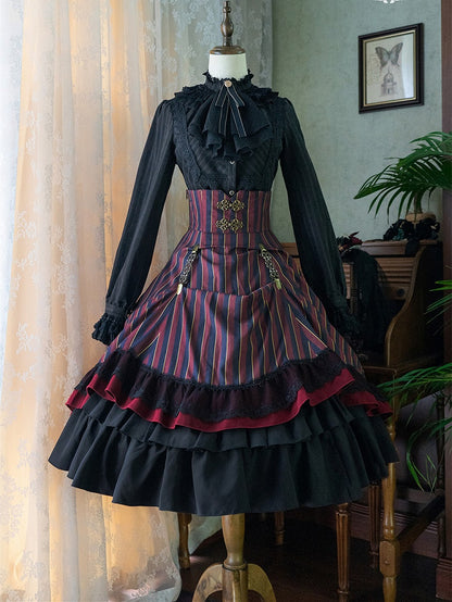 Corset Available Colors High-Waist 4 Skirt Gothic Striped – Lolita