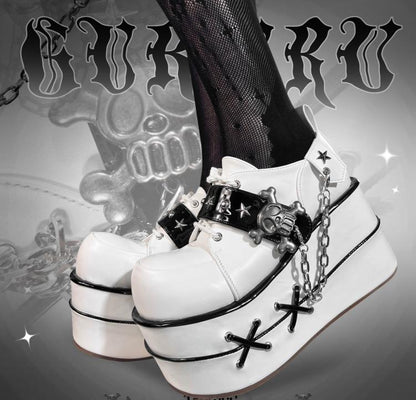 Black and White Star Hunter Pirates Skull Gothic Platforms