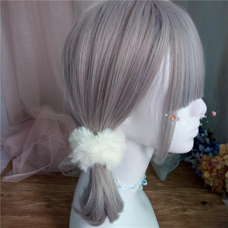 White Faux Fur Scrunchie - Cocoa Jam