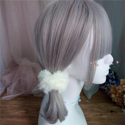 White Faux Fur Scrunchie - Cocoa Jam