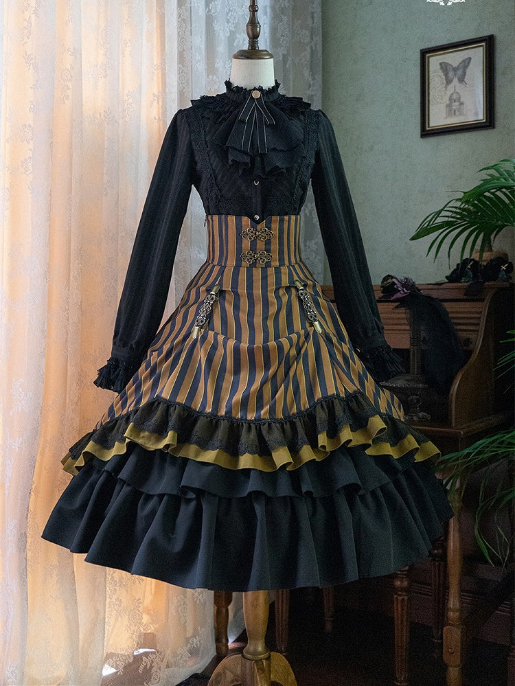 Corset Available Colors High-Waist 4 Skirt Gothic Striped – Lolita