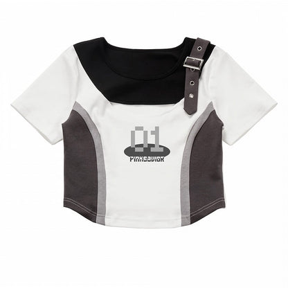 Cutout Colorblock Techwear Chest T-shirt Design