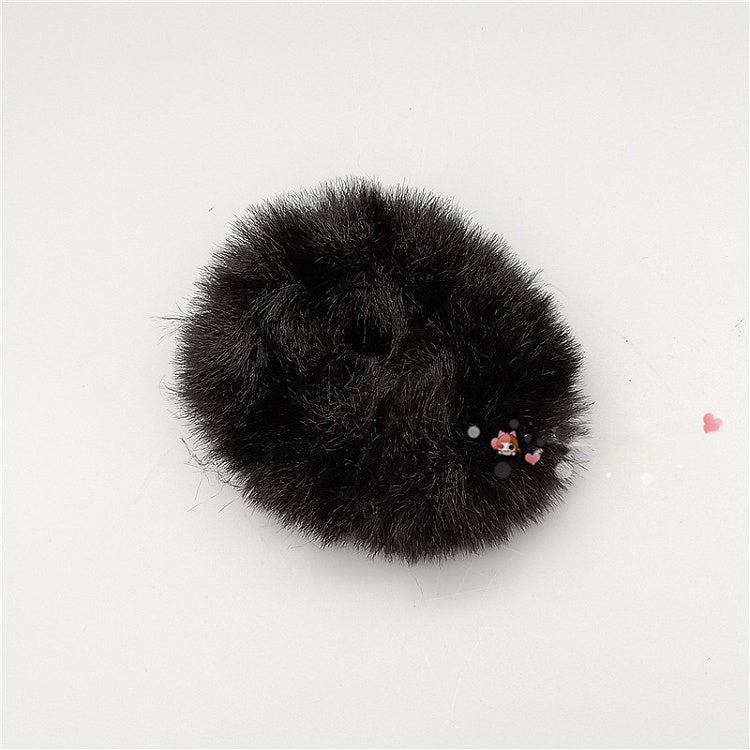 White Faux Fur Scrunchie - Cocoa Jam
