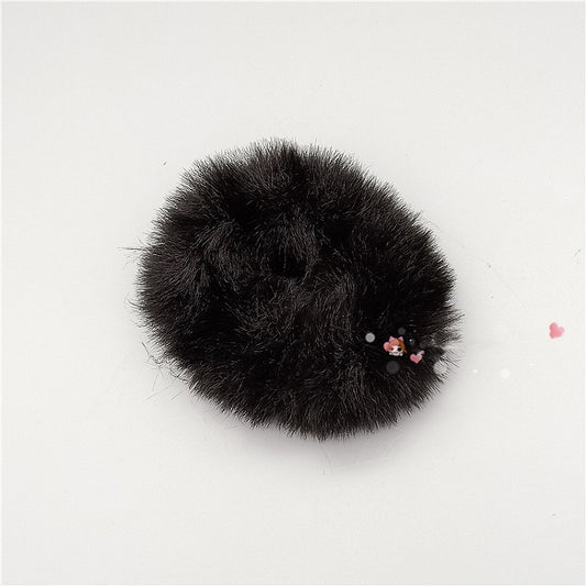 Black Faux Fur Scrunchie - Cocoa Jam
