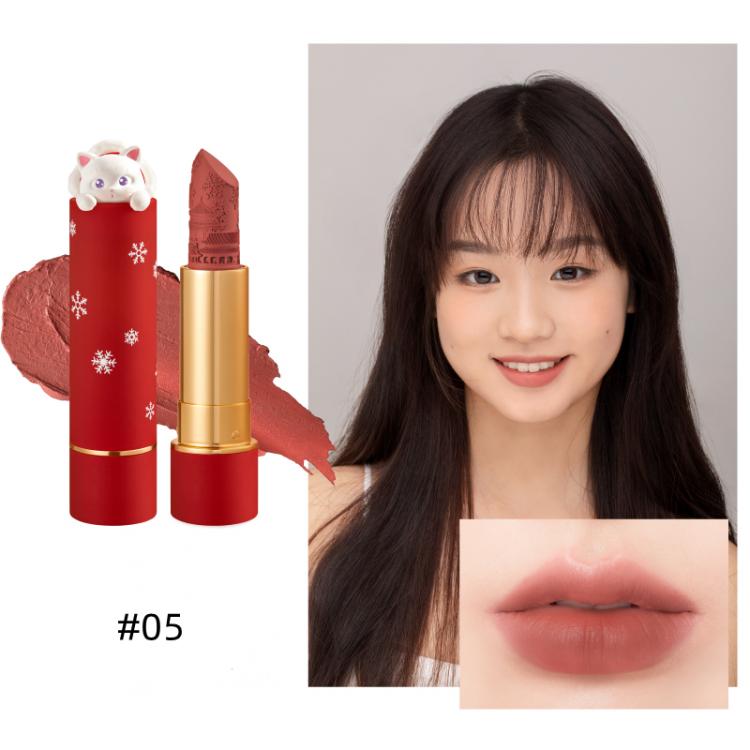 キュートな猫のマット仕上げリップスティック 紫禁城エンボス加工