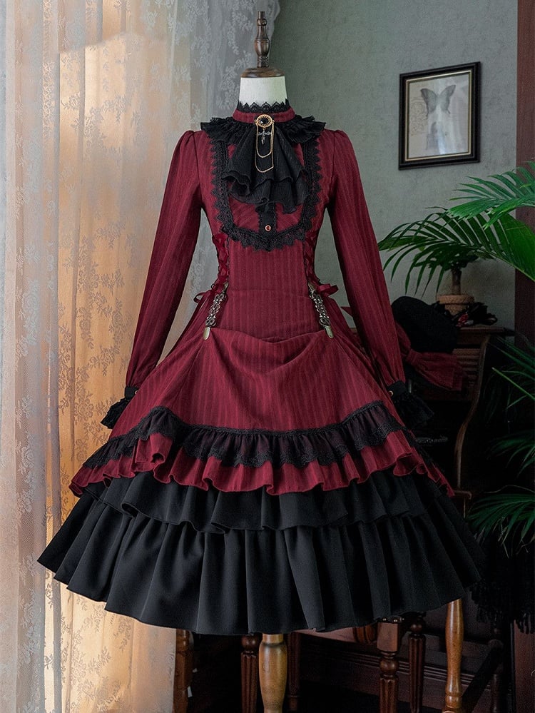 Lolita-Kragen Gothic mit zierlicher Kleidrüsche