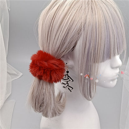 White Faux Fur Scrunchie - Cocoa Jam