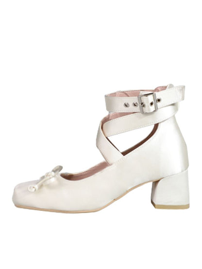 Wraparound Shoes Ballet White Elegant Satin Straps Ankle