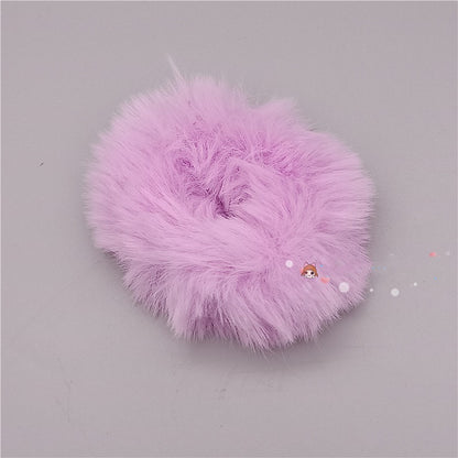 White Faux Fur Scrunchie - Cocoa Jam